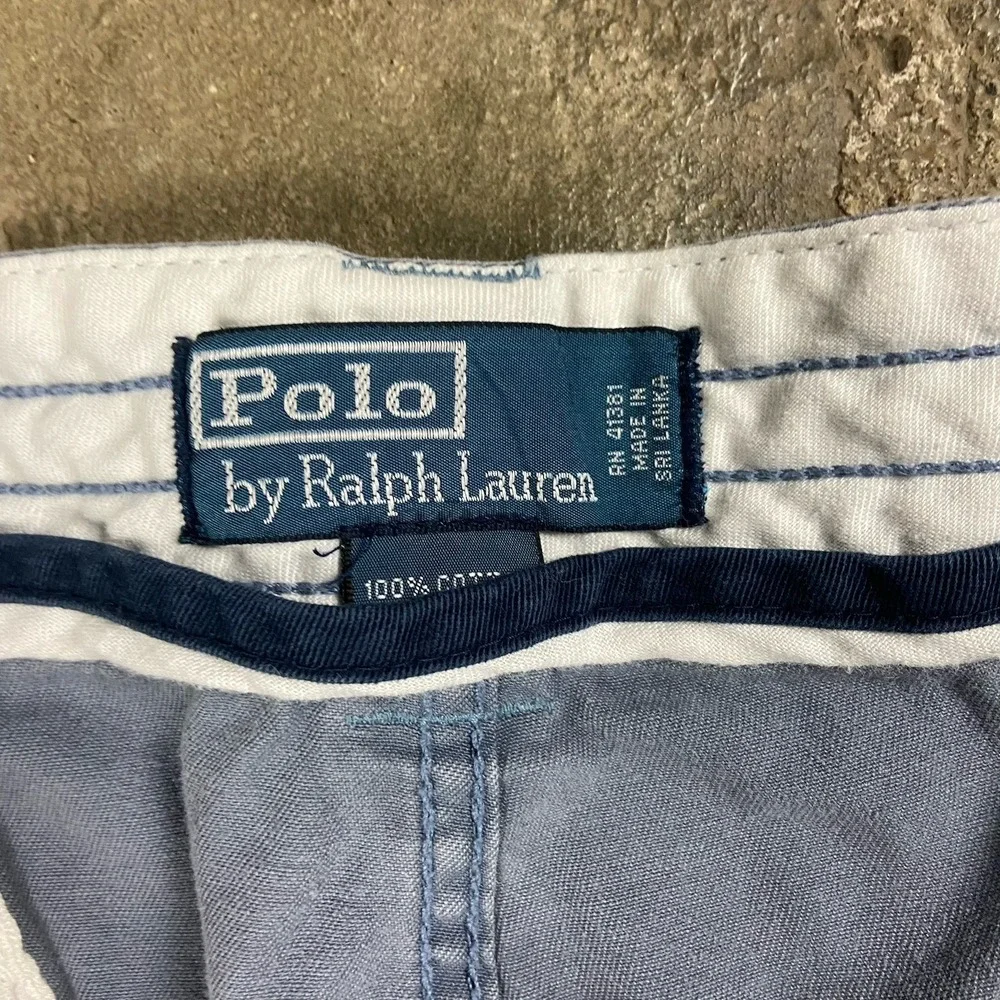 Vintage 90s Polo Ralph Lauren Cargo Shorts Size 40 Blue Loose Fit Casual Wear